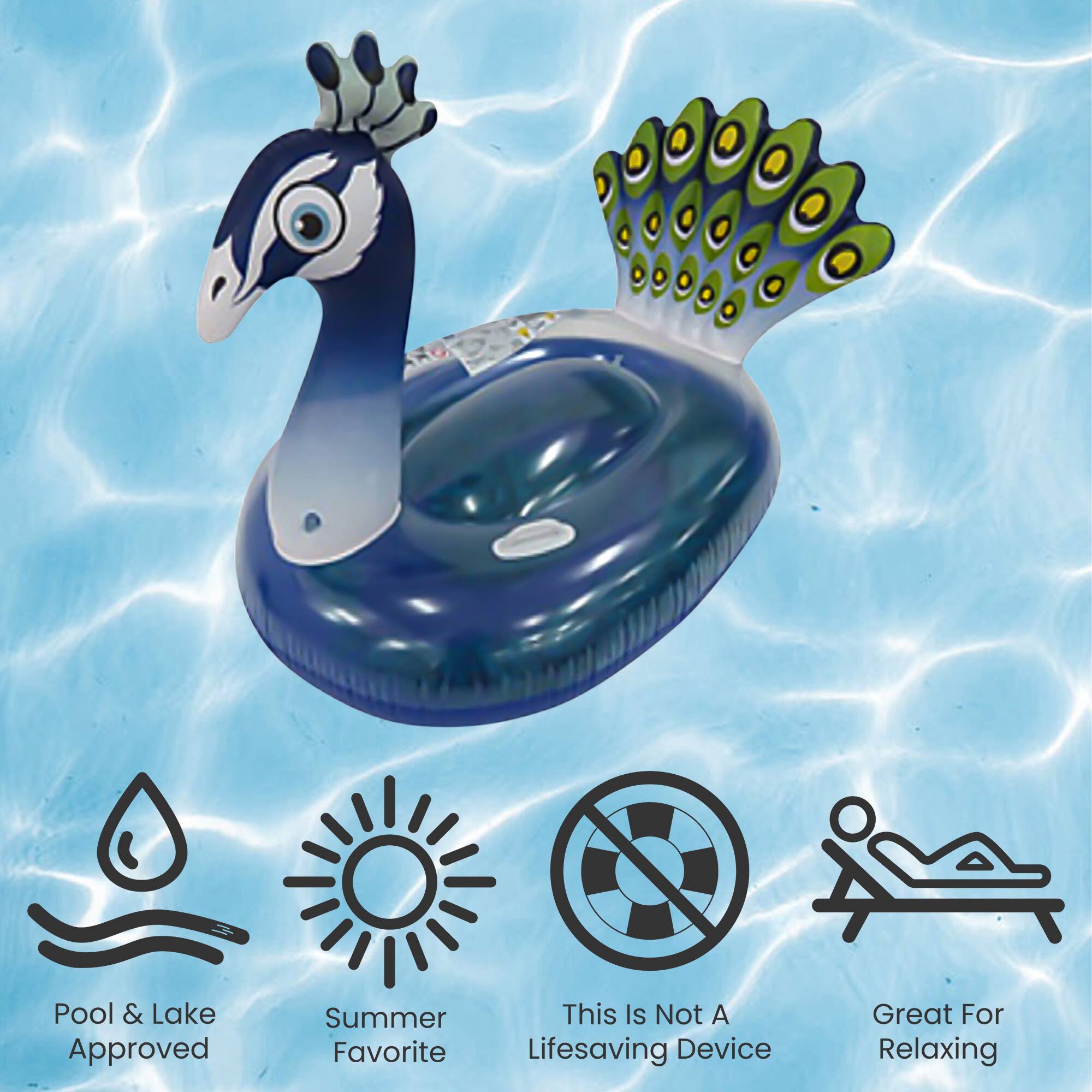 Pool Central® 4.75ft. Purple Inflatable Peacock Swimming Pool Float